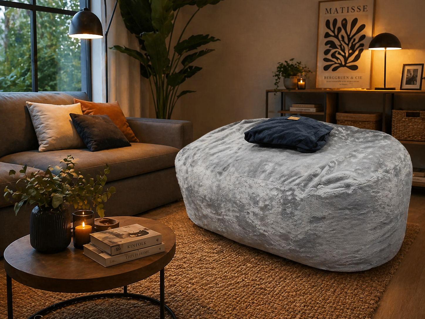 Sopuff Sacramento Cozy Collection — puff gigante para living moderno, tela suave